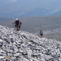 Rocky climb up to first top on Beinn Liath Mhor ridge