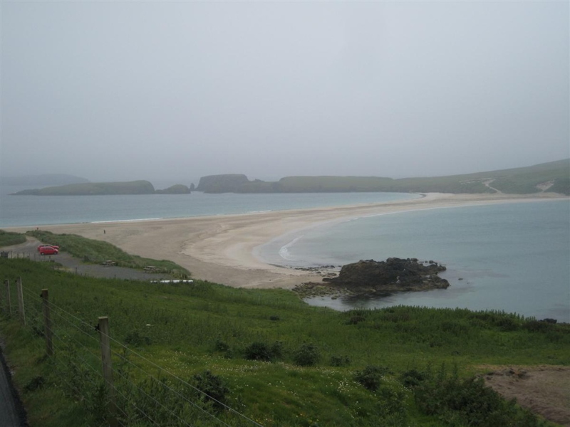 St Ninnians Isle, joined to 'mainland' by sand spit