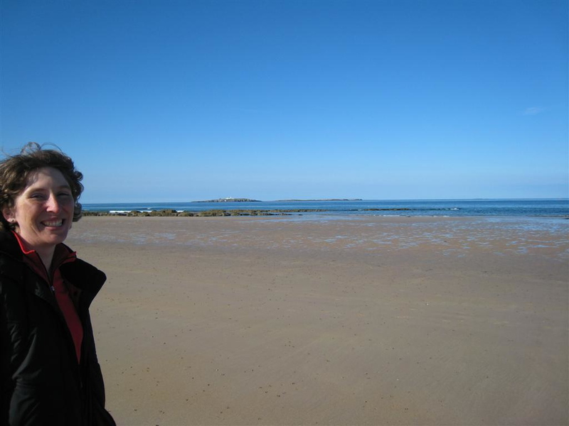 Lucy on the beach at Seahouses