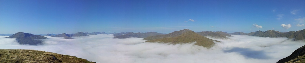 Panorama: Gairich, Sgurr Mor, Sgurr Beag, Sgurr Mhaoraich, South Kintail Ridge