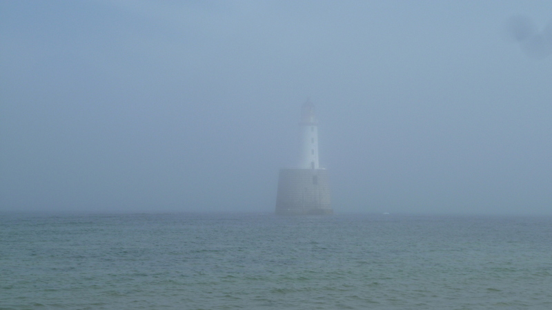 There is it!! Rattray Head Lighthouse appears out of the Hoar