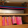 Shelf added to forward overhead locker, houses printer and paper - for printing maps on the move!
