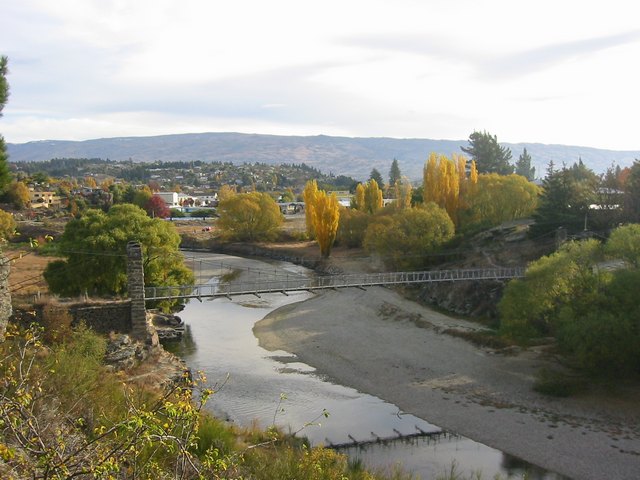 The old suspension bridge in Alexandra - now just a pedestrian bridge. Used to be the only way to access the gold mines.
