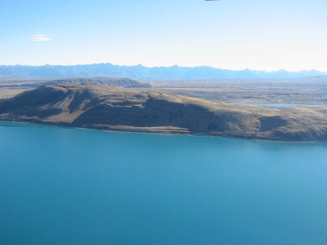 Lake Tekapo from an aircraft (during a flight over Mnt Cook and the glaciers)