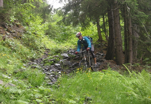 Sam doing a techy water logged section
