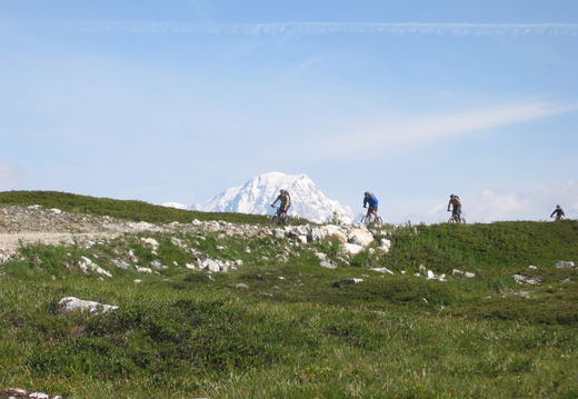 From top of chair lift with Mnt Blanc in the background