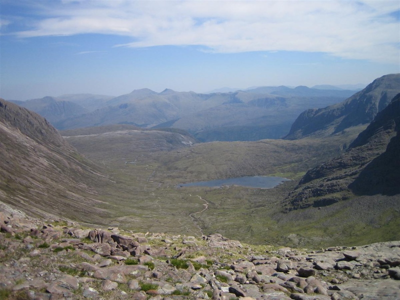 Looking down valley from shoulder between Beinn Liath Mhor and Sgorr Ruadh