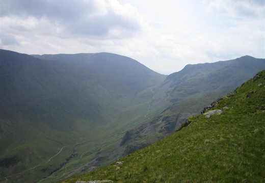 View up Patterdale Valley towards Nethermost Pike and High Crag