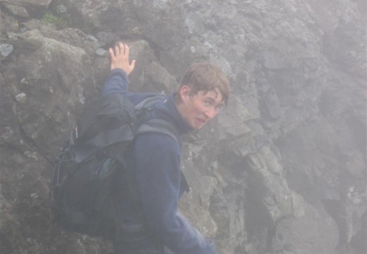 Mo looking somewhat concerned on the way down Corrie Lagan