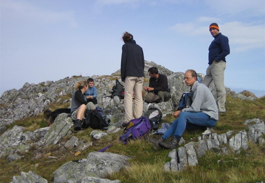 Group lunching just before Na Gruahaichean summit.
