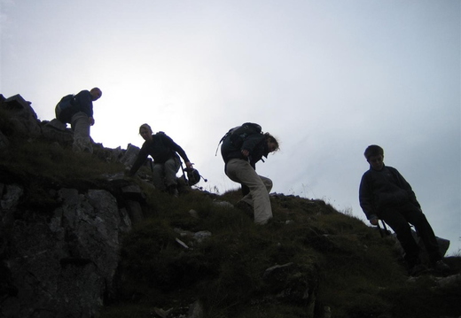 Scrambling down the back of Binnein Mor