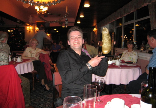 Nigel With the Golden Legless Boot - Apparently awarded for being a Tranny???? A Tranny, moir??! Look forward to recieving the n