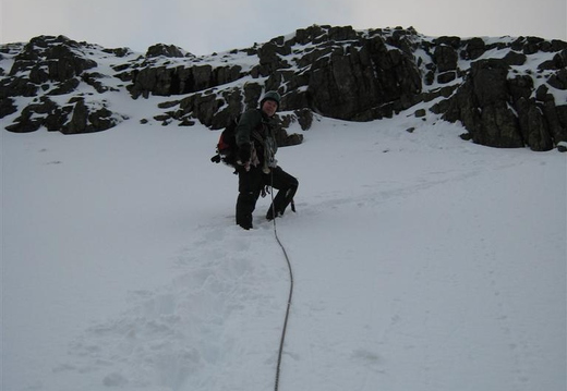 Heading up the snow. Rope get getting tight behind due to unfit yorkshireman!!!