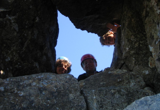 The hole you have to climb through after the Chimney on the way up to Sgurr nan Gillean.