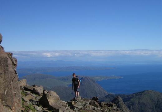 Mo on the edge, on the way back down from Sgurr nan Gillean