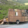 This caravan was intact on Friday, but someone had killed it in the meantime. No danger of it causing a traffic jam anymore!