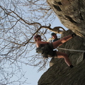 Lucy heading back down (testing that prussik!)