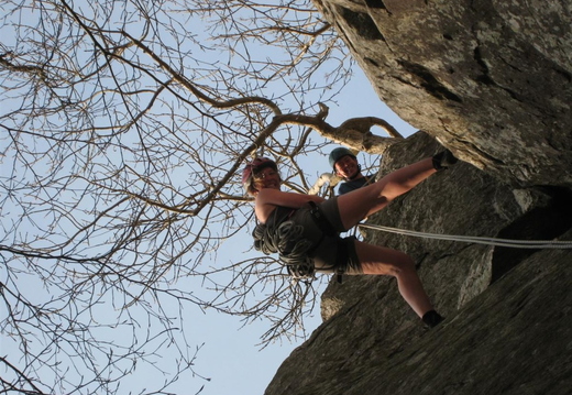 Lucy heading back down (testing that prussik!)