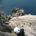 Abseiling down the 1st pitch of the slide so that we could climb back up again!