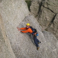 Adrian on the 'Dainty Traverse' at the top of pitch 3.