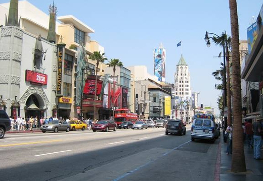 Looking up Hollywood Boulavard
