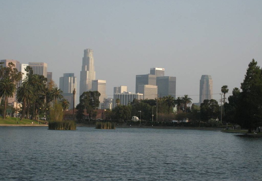 Lake on way out to shopping mall. Downtown in the background