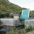 The gate on the canal between the Pedder and Gordon lakes. Water flows from Lake Pedder into lake Gordon. The power station is o