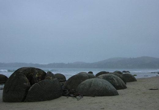 Moeraki Boulders - Rounded by wave erosion into almost perfect sphere's (well at least above the sand)