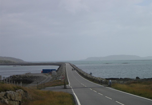 Looking back from north end of Causeway that joins South Uist to Eriskay. Barra ferry runs into Eriskay.