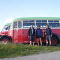 Jack, Nigel and Mo in front of bus. Jack was a Manc who we met on the Barra - Eriskay ferry and rode with for a few days.