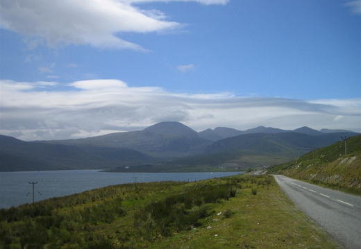 Road from Tarbert up towards Lewis. Harris has the first proper 'mountains' we saw.