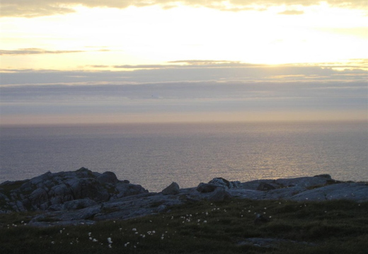 Look very carefully on the horizon in the centre and you can seem some islands. I originally thought this was St Kilda, but St K
