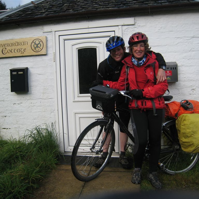 Ouside the cottage, next stop, home!