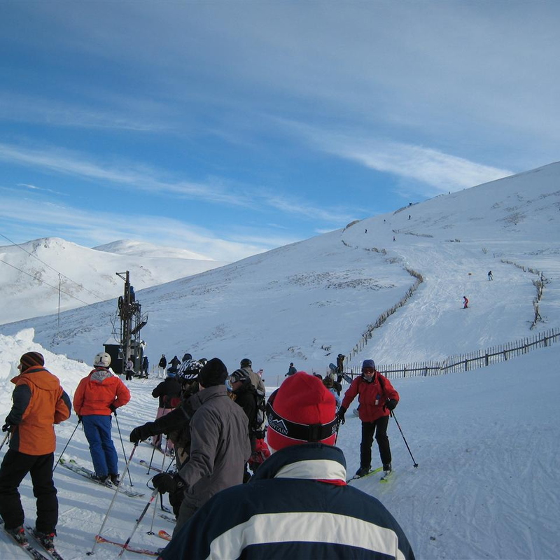 Tom Dearg Lift Queue (Blue From Meall Odhar behind)