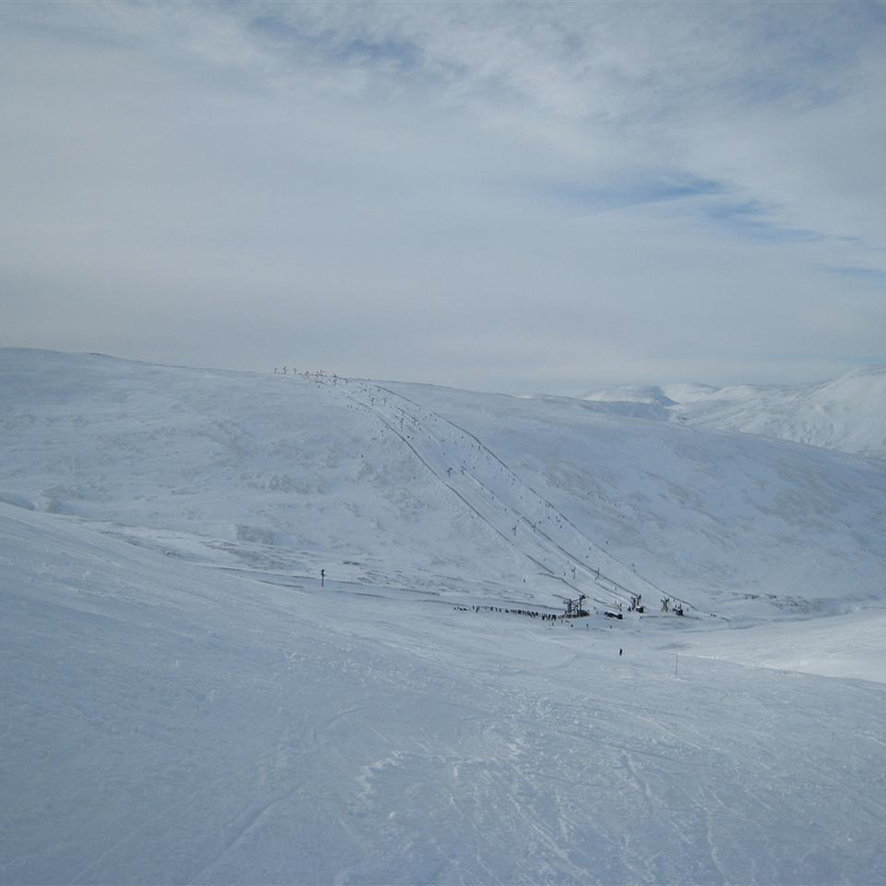 Looking down Glas Maol Run Towards Coire Fionn Poma's