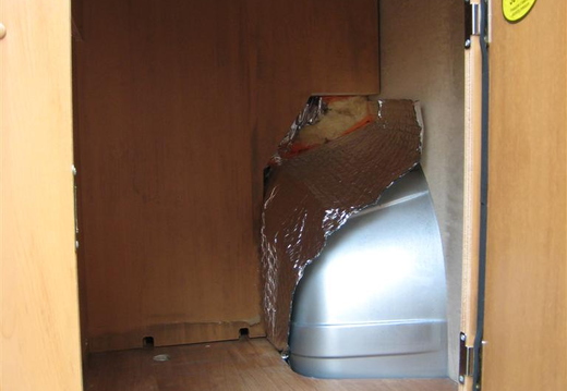 Gas cupboard with floor removed