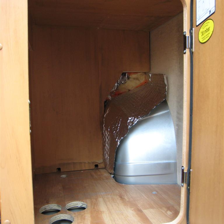 Gas cupboard with floor removed