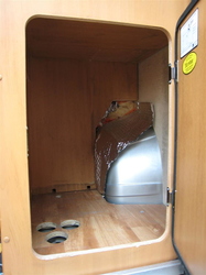 Gas cupboard with floor removed