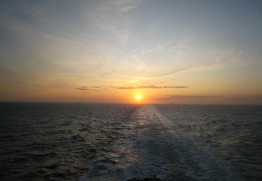 Sunset while crossing the channel