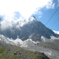 On the second cable car, looking ahead at Aiguille du Midi