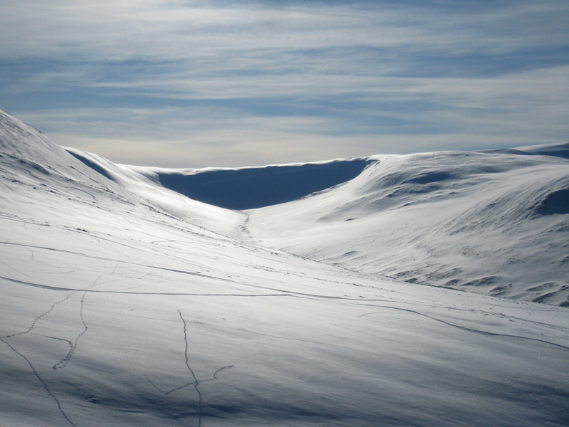 Some tracks evident out of the coire