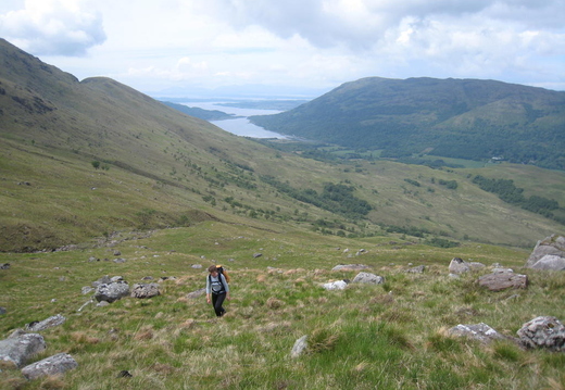 Climbing the slopes of Beinn Sgulaird. Loch Creran behind