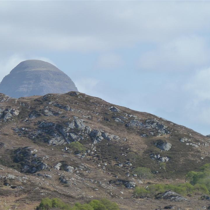 End of Suilven looming above the wee hills near Lochinver School