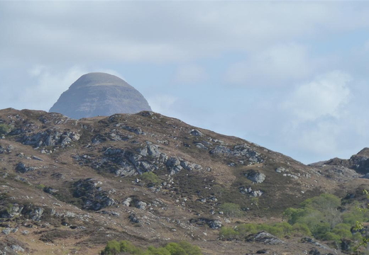 End of Suilven looming above the wee hills near Lochinver School