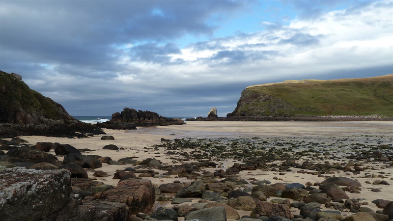 Kearvaig Beach, Cathedral Rock in distance