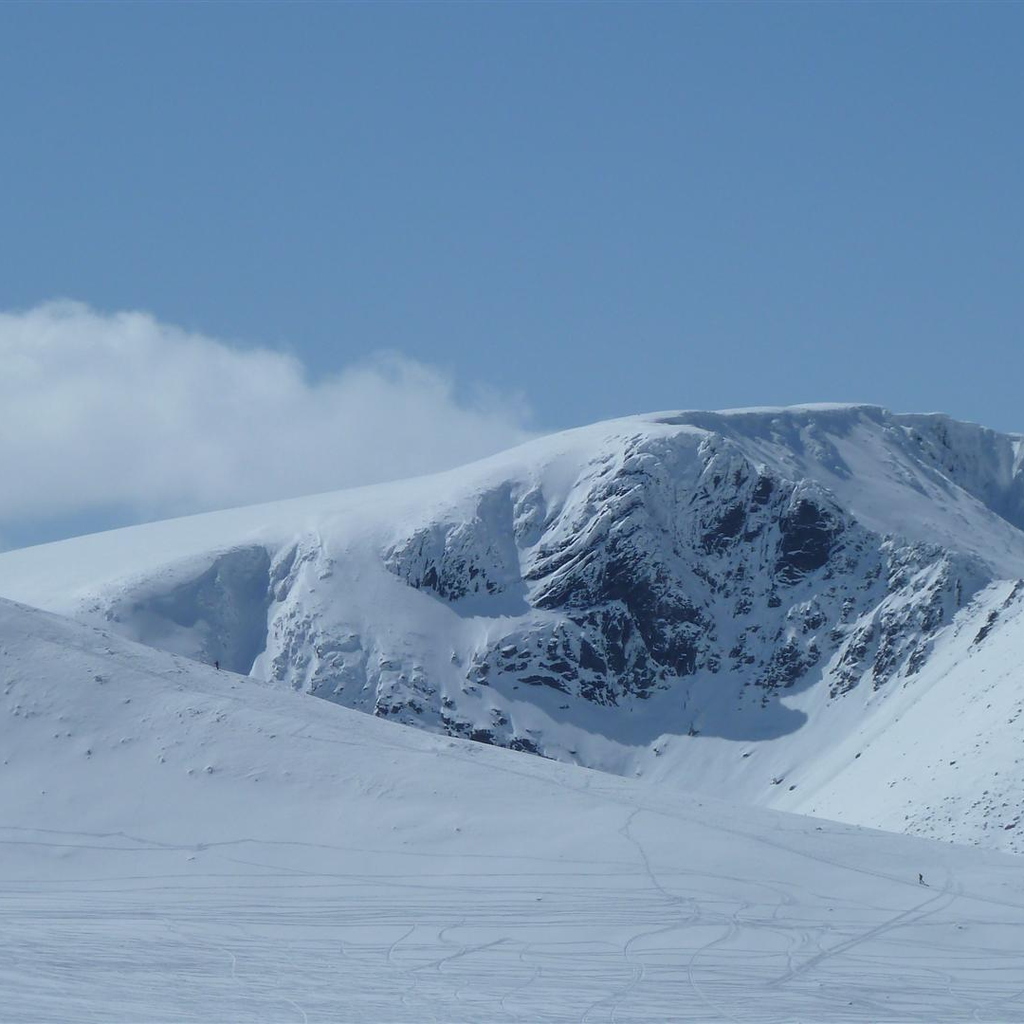 Folks skinning up the ridge