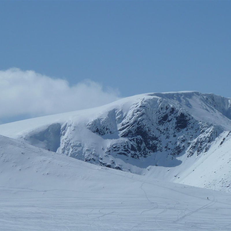Folks skinning up the ridge