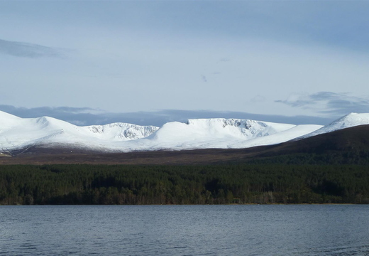 View across to the Northern Corries over Loch Morlich on the way home
