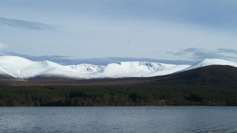 View across to the Northern Corries over Loch Morlich on the way home