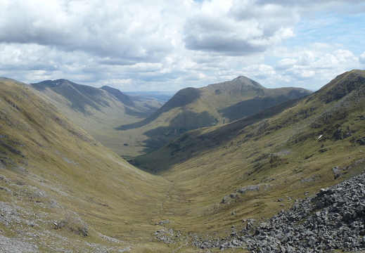 View from Bealach down Coire a' Chaorainn, Munro right is Gleouraich